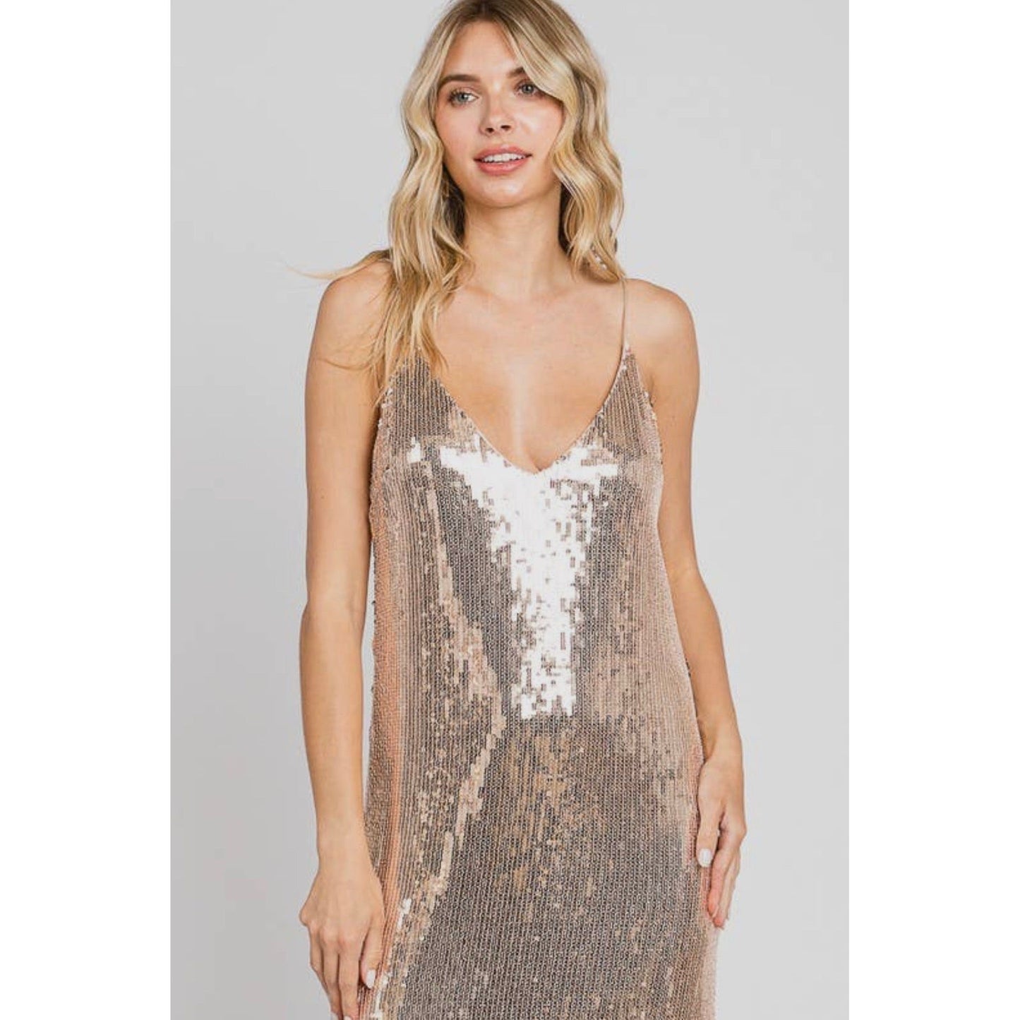 Sequined Dress Slip Dress Rosegold Sparkle Dress Party Dress