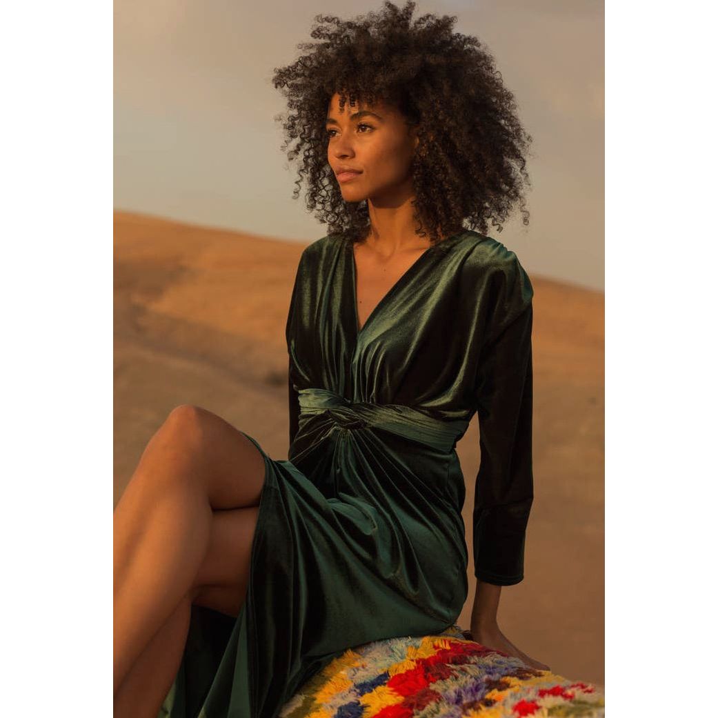 Velvet Dress Christmas Dress Emerald Green Dress Wrap Dress Party Dress