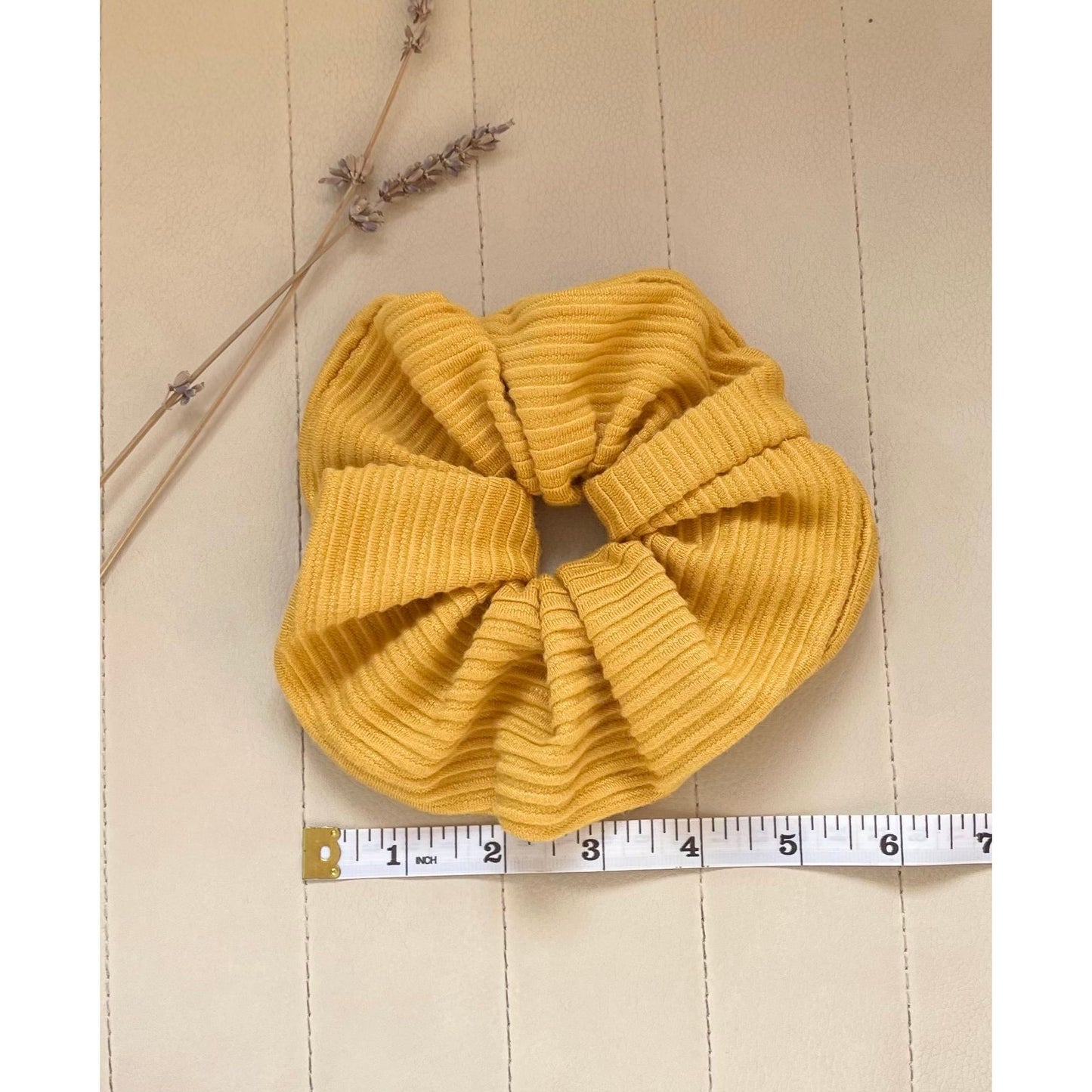 XL Extra Large Yellow Scrunchies Stripe Ottoman Knit Handmade - lalucianagh