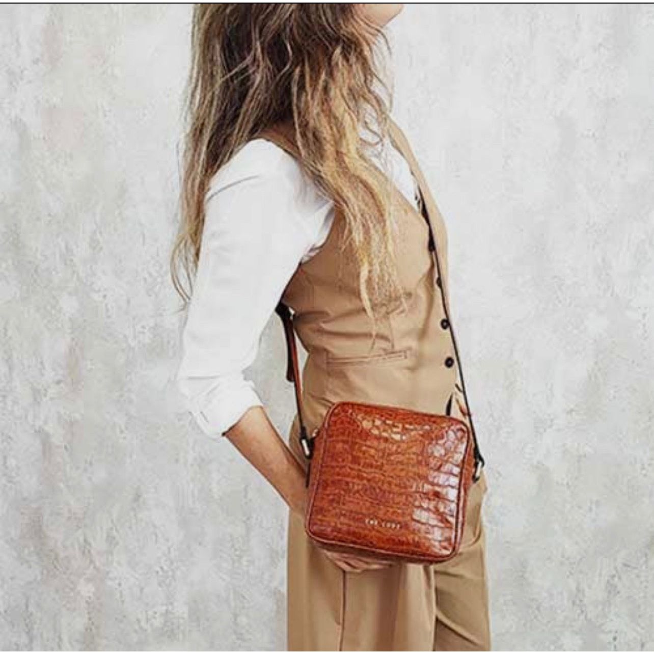 Orange Real Leather Crossbody Bag Crocodile Engraving Shoulder Bag Luxurious Bag Gifts for Her - lalucianagh