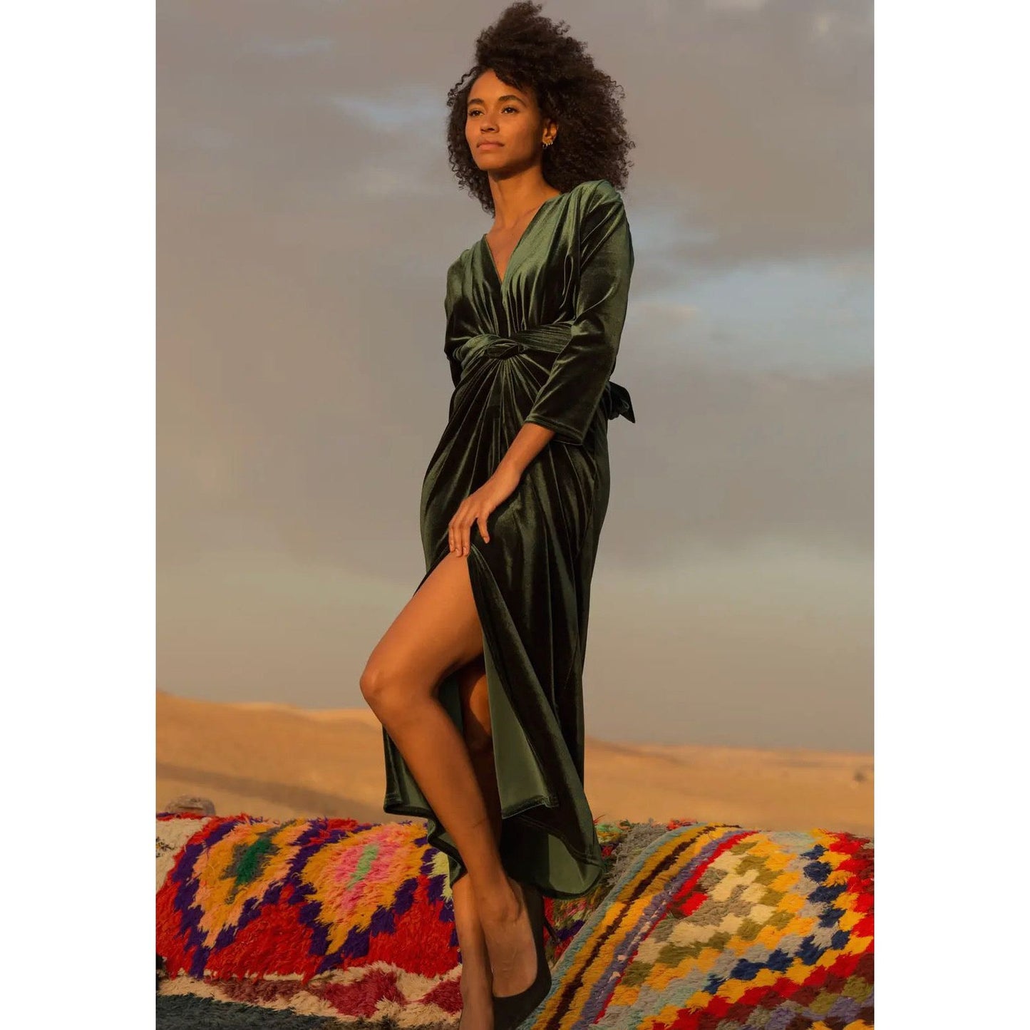 Velvet Dress Christmas Dress Emerald Green Dress Wrap Dress Party Dress