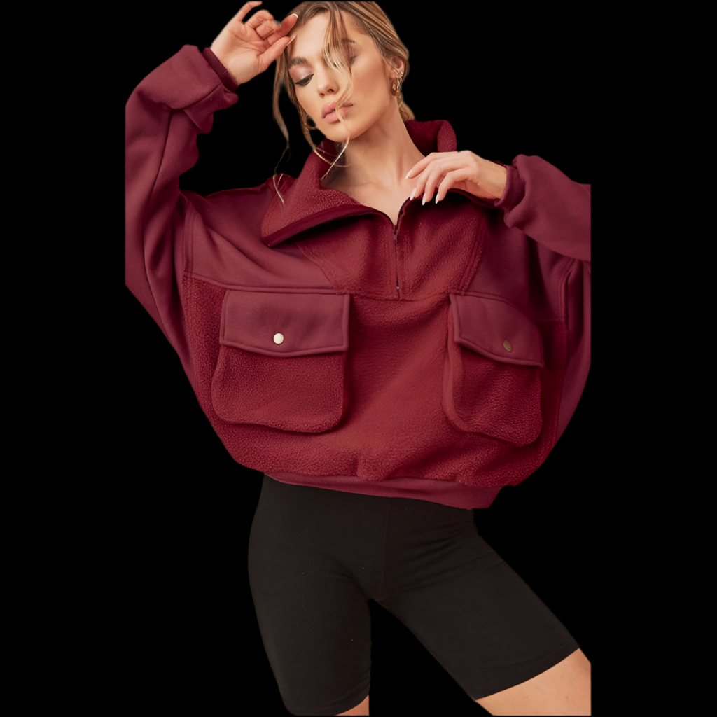 Top Coat Womens Jacket Trendy Pullover Jacket Ruby Red