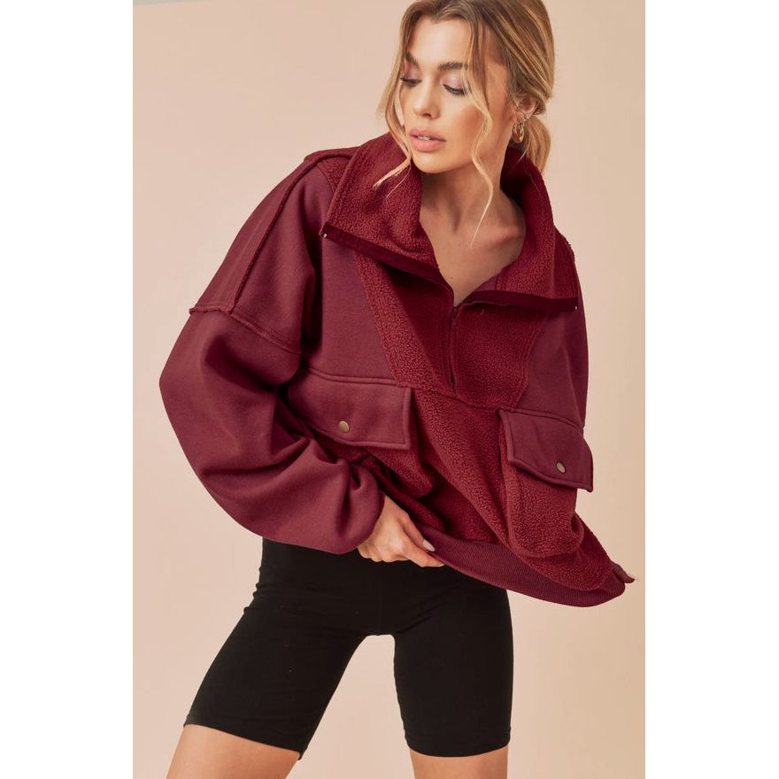 Top Coat Womens Jacket Trendy Pullover Jacket Ruby Red