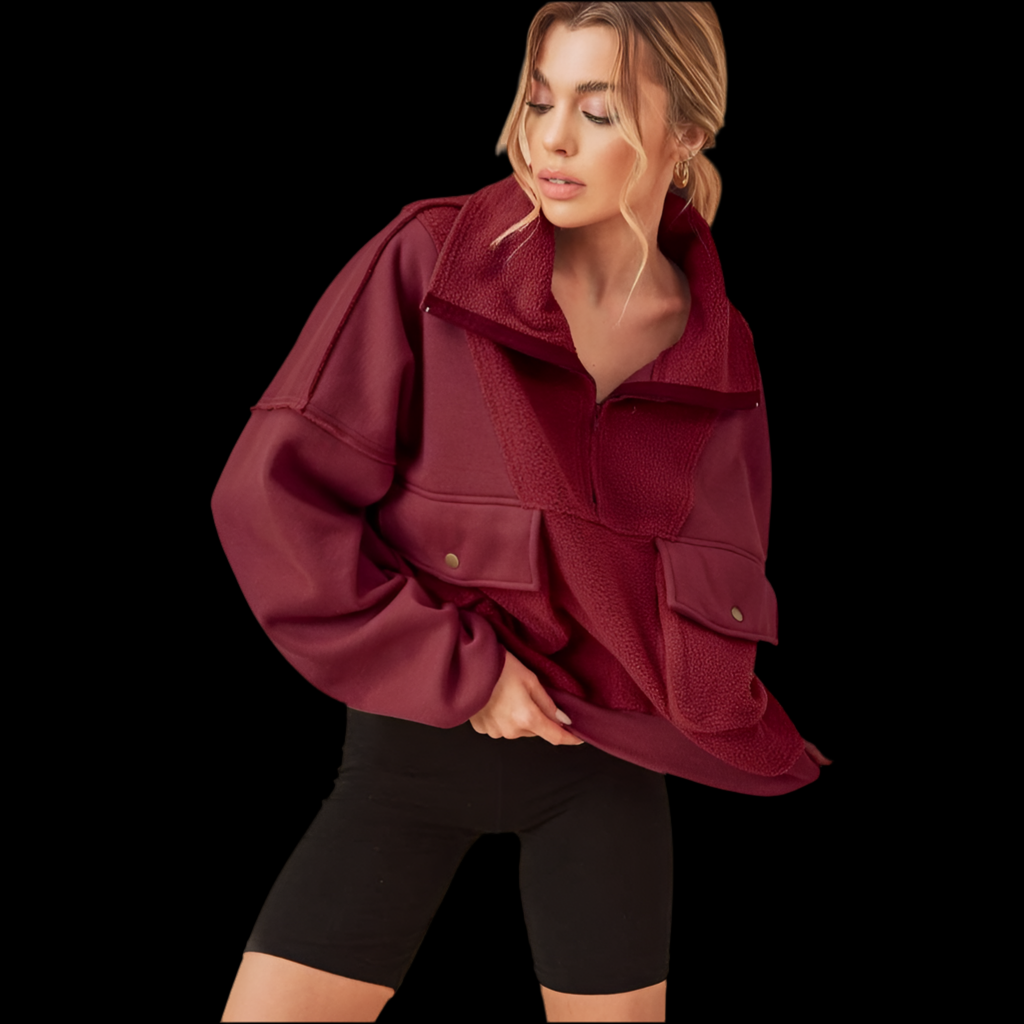Top Coat Womens Jacket Trendy Pullover Jacket Ruby Red