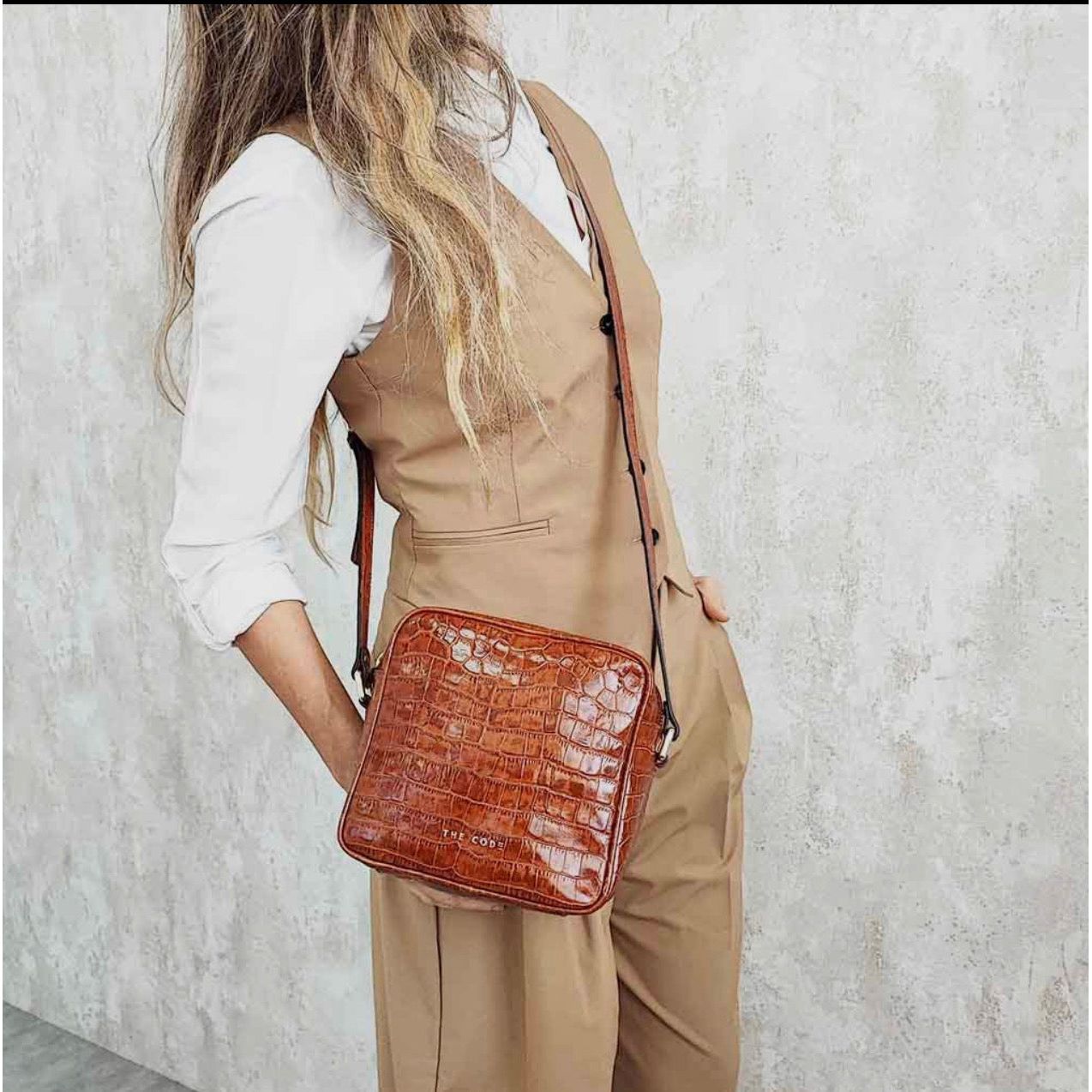 Orange Real Leather Crossbody Bag Crocodile Engraving Shoulder Bag Luxurious Bag Gifts for Her - lalucianagh