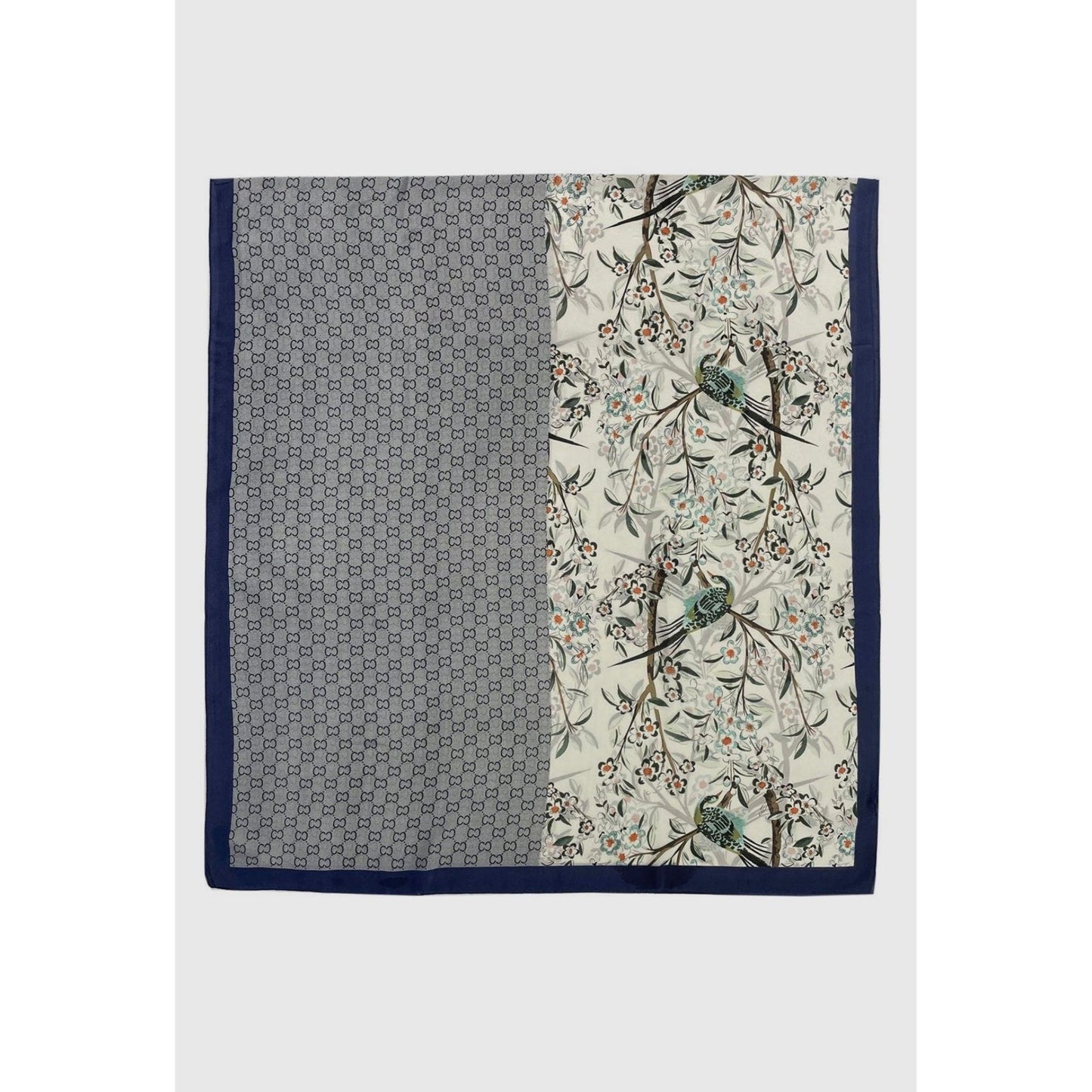 Botanical Floral Bird Printed Silk Scarf - lalucianagh