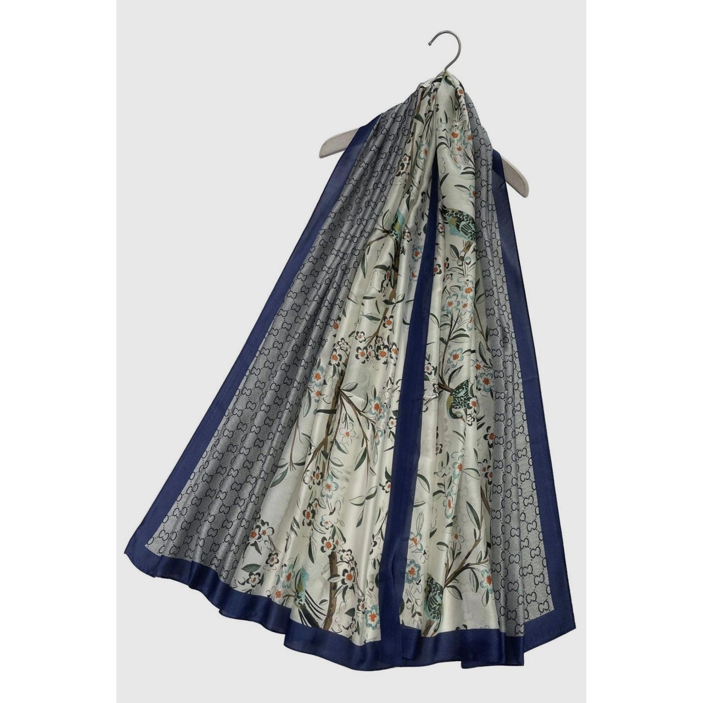 Botanical Floral Bird Printed Silk Scarf - lalucianagh
