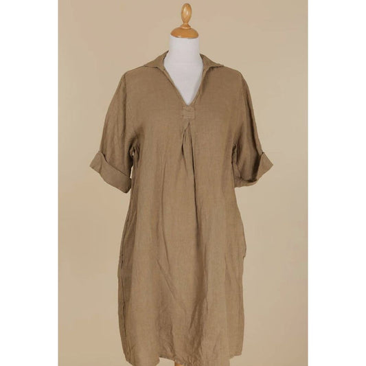 Chic Comfort Linen Dress for Women Ideal for Casual Holidays, Sustainable Solid Colour 100% Linen